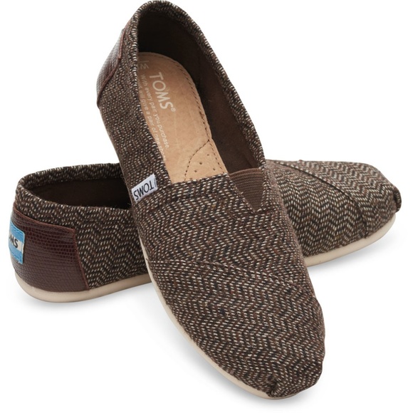 Toms Shoes - TOMS Classic Brown Chevron Wool Slip On Flat 6.5